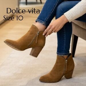 Dolce Vita Camel Suede Ankle Boots Size 10